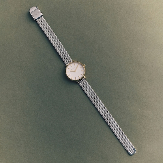 Ladies' Breda Beverly Analog Watch with Silver-Tone Dial and Stainless Steel Mesh Bracelet (Model: 1760b)