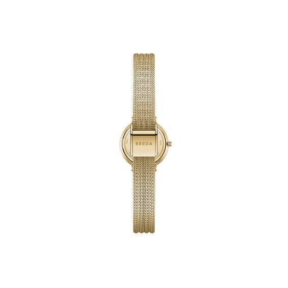 Ladies' Breda Beverly Analog Watch with Green Dial and 18K Gold-Plated Mesh Bracelet (Model: 1760c)