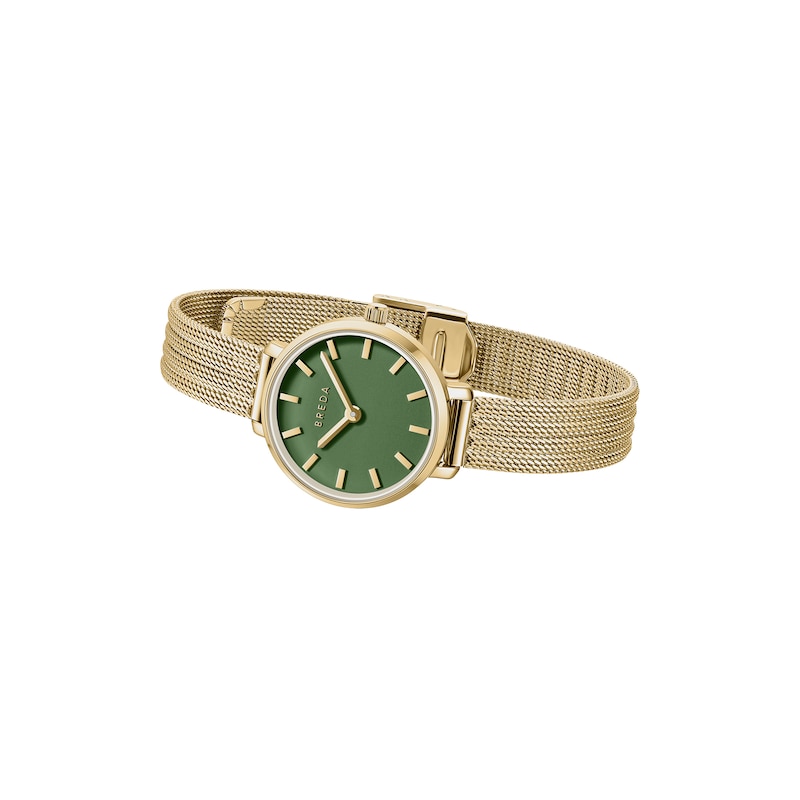 Main Image 3 of Ladies' BREDA Beverly Analog Watch with Green Dial and 18K Gold-Plated Mesh Bracelet (Model: 1760c)