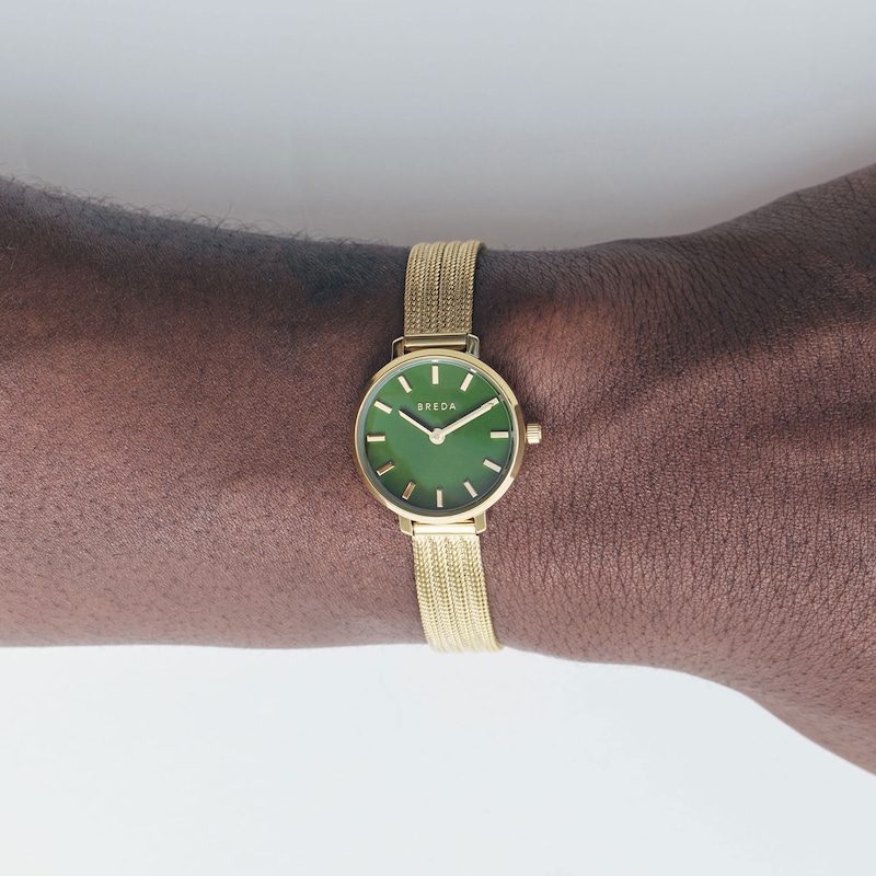 Main Image 5 of Ladies' BREDA Beverly Analog Watch with Green Dial and 18K Gold-Plated Mesh Bracelet (Model: 1760c)