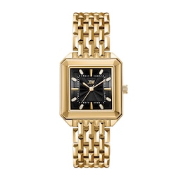 Ladies' JBW Astra 18K Gold-Plated Stainless Steel Watch with Black Dial and Crystals (Model: J6410D)