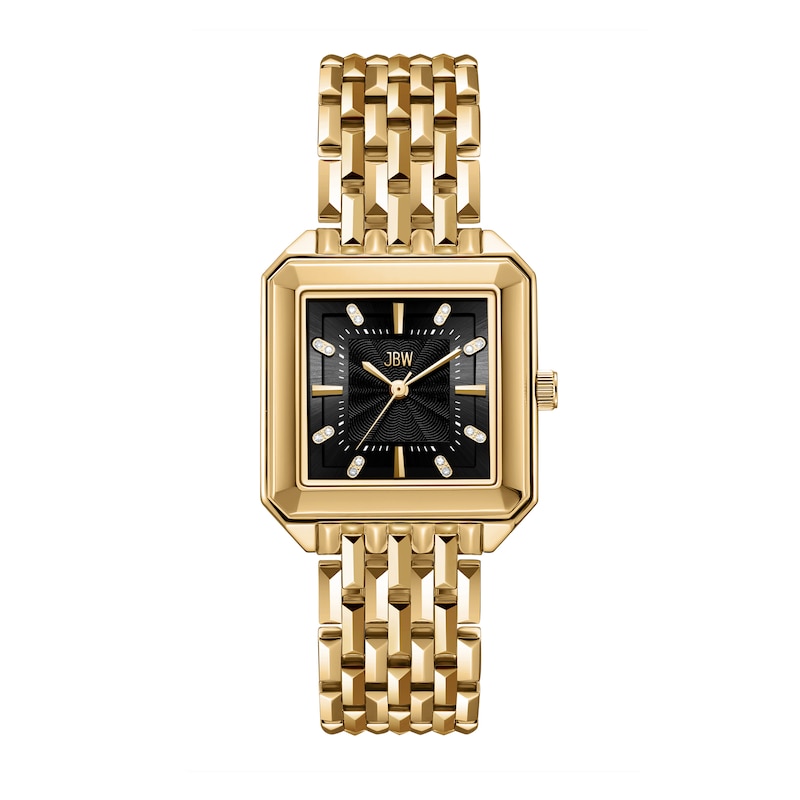 Main Image 1 of Ladies' JBW Astra 18K Gold-Plated Stainless Steel Watch with Black Dial and Crystals (Model: J6410D)
