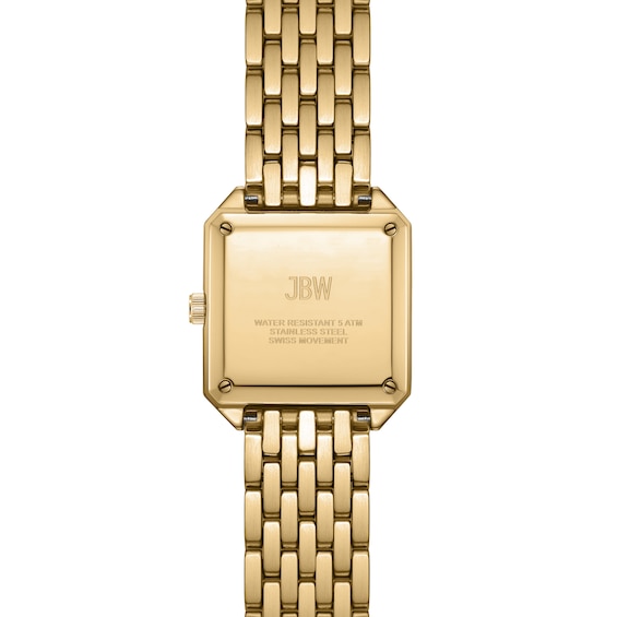Ladies' JBW Astra 18K Gold-Plated Stainless Steel Watch with Black Dial and Crystals (Model: J6410D)