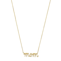 "Mom" Cursive Necklace in 10K Gold - 18"