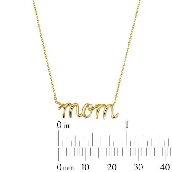 Mom Cursive Necklace in 10K Gold - 18"