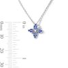 Thumbnail Image 3 of Blue Sapphire Blossom Necklace in Sterling Silver - 18"