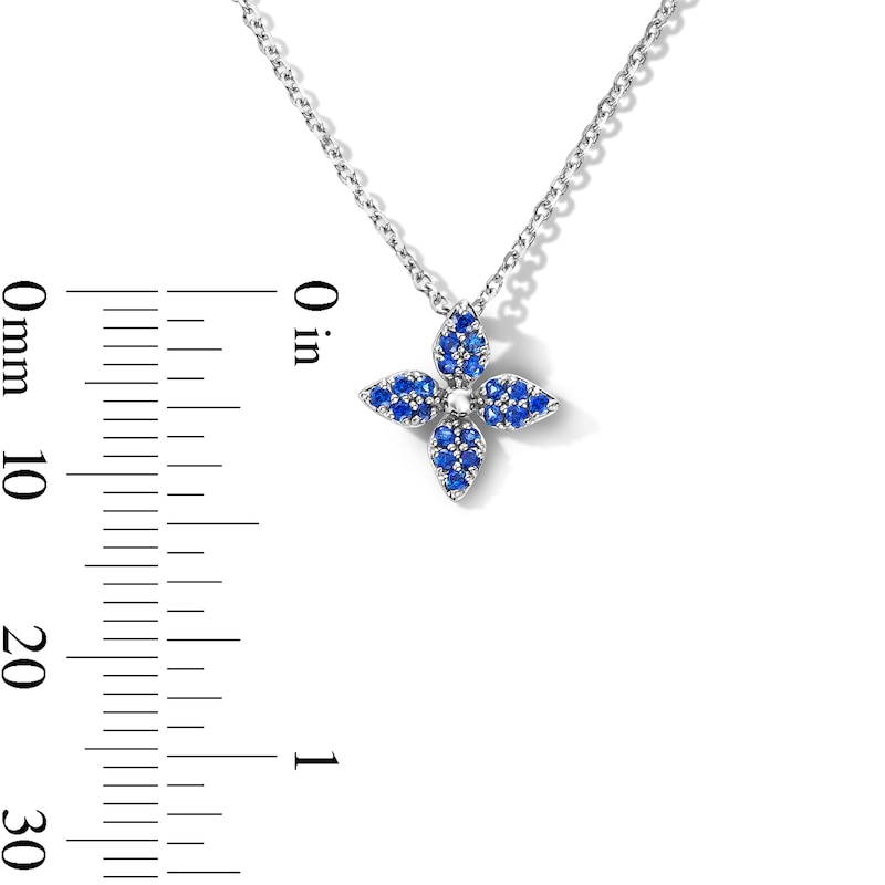 Main Image 3 of Blue Sapphire Blossom Necklace in Sterling Silver - 18"