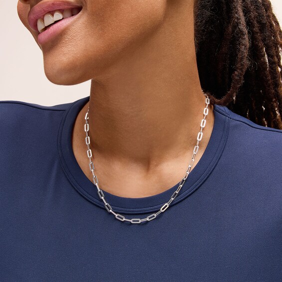 3.9mm Paper Clip Chain Necklace in Solid Sterling Silver - 18"