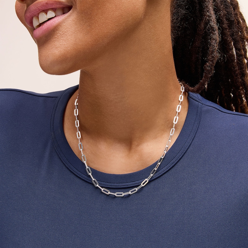 Main Image 2 of 3.9mm Paper Clip Chain Necklace in Solid Sterling Silver - 18"
