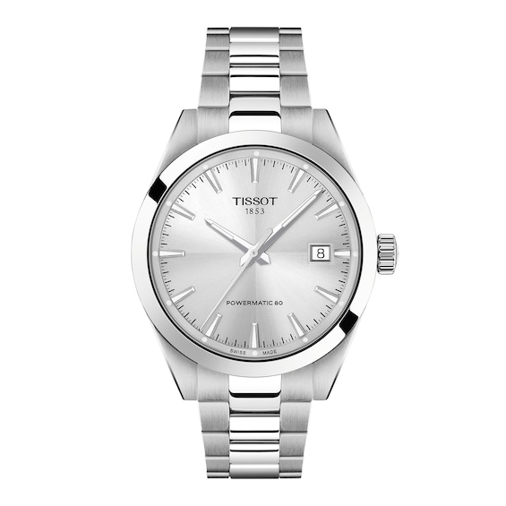 Men's Tissot Gentleman Stainless Steel Watch with Silver-Tone Dial (Model: T1658071103100)