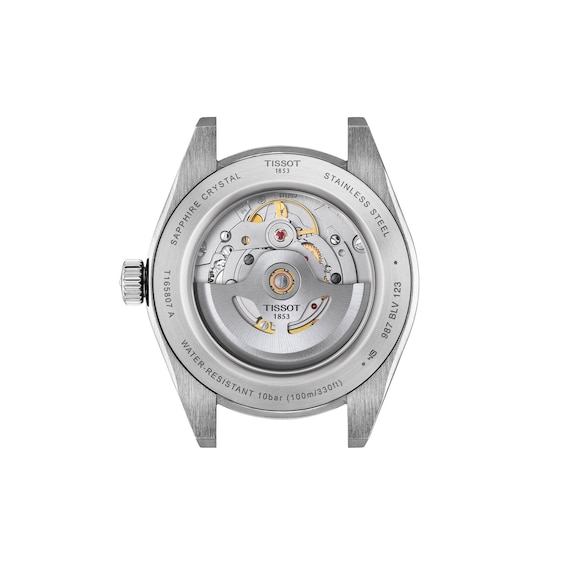 Men's Tissot Gentleman Stainless Steel Watch with Green Dial (Model: T1658071109100)