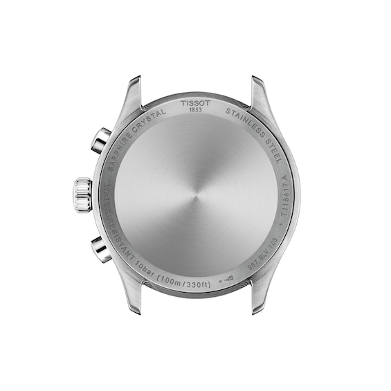 Men's Tissot Chrono L Stainless Steel Watch with Black Dial and Leather Strap (Model: T1164171605200)