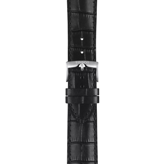 Men's Tissot Chrono L Stainless Steel Watch with Black Dial and Leather Strap (Model: T1164171605200)