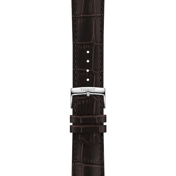 Men's Tissot Chrono L Stainless Steel Watch with Blue Dial and Brown Leather Strap (Model: T1164171604200)