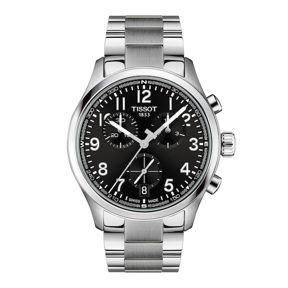 Men's Tissot Chrono L Stainless Steel Watch with Black Dial (Model: T1164171105200)