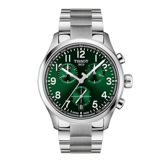 Men's Tissot Chrono L Stainless Steel Watch with Green Dial (Model: T1164171109200)