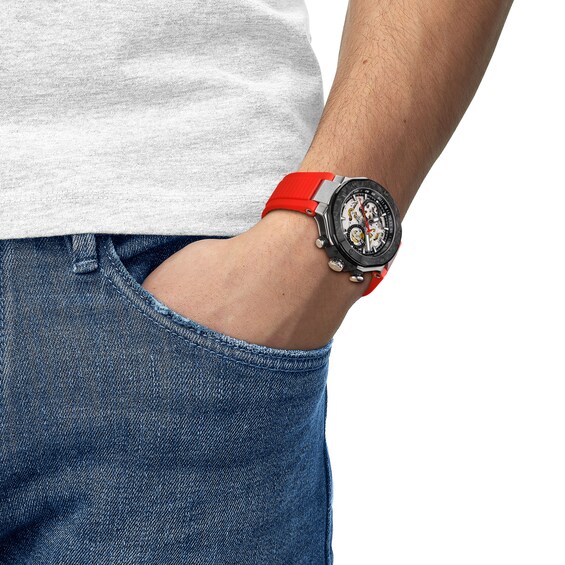 Men's Tissot T-Race MotoGP 2026 Limited Edition Chronograph Watch with Red Synthetic Strap (Model: T1414622705100)