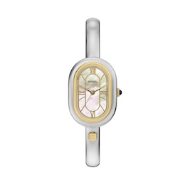 Ladies' Fossil Sloan Two-Tone Stainless Steel Watch with Mother-of-Pearl Dial (Model: ES5455)