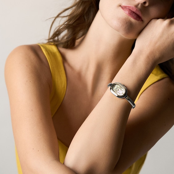 Ladies' Fossil Sloan Two-Tone Stainless Steel Watch with Mother-of-Pearl Dial (Model: Es5455)
