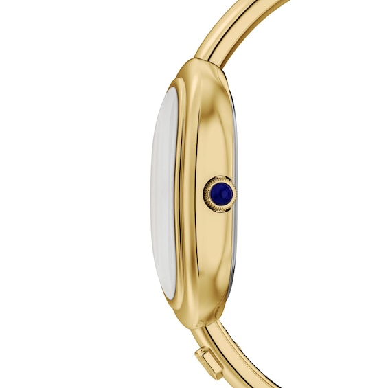 Ladies' Fossil Sloan Gold-Tone Stainless Steel Bangle Watch with Black Mother-of-Pearl Dial (Model: Es5456)
