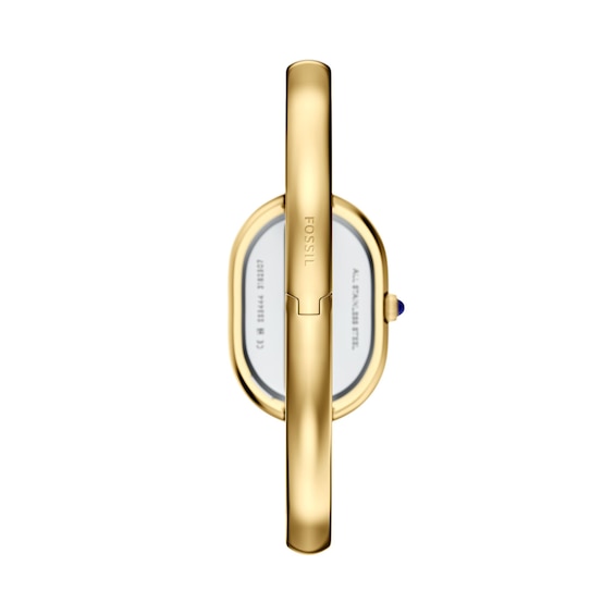 Ladies' Fossil Sloan Gold-Tone Stainless Steel Bangle Watch with Black Mother-of-Pearl Dial (Model: Es5456)