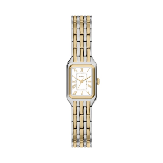 Ladies' Fossil Raquel Mini Two-Tone Stainless Steel Watch with White Dial (Model: Es5468)