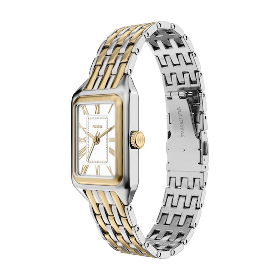 Ladies' Fossil Raquel Mini Two-Tone Stainless Steel Watch with White Dial (Model: Es5468)