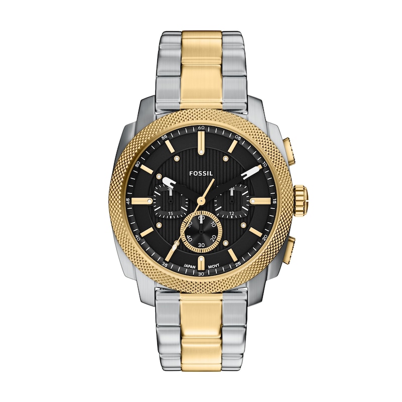 Main Image 1 of Men's Fossil Machine Chronograph Two-Tone Stainless Steel Watch with Black Dial (Model: FS6159)