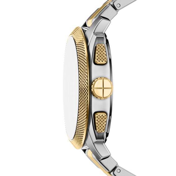 Men's Fossil Machine Chronograph Two-Tone Stainless Steel Watch with Black Dial (Model: Fs6159)