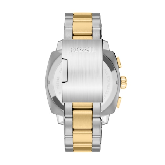 Men's Fossil Machine Chronograph Two-Tone Stainless Steel Watch with Black Dial (Model: Fs6159)