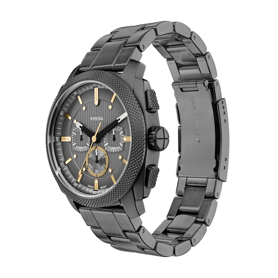 Men's Fossil Machine Chronograph Gray Stainless Steel Watch with Gray Dial (Model: Fs6160)
