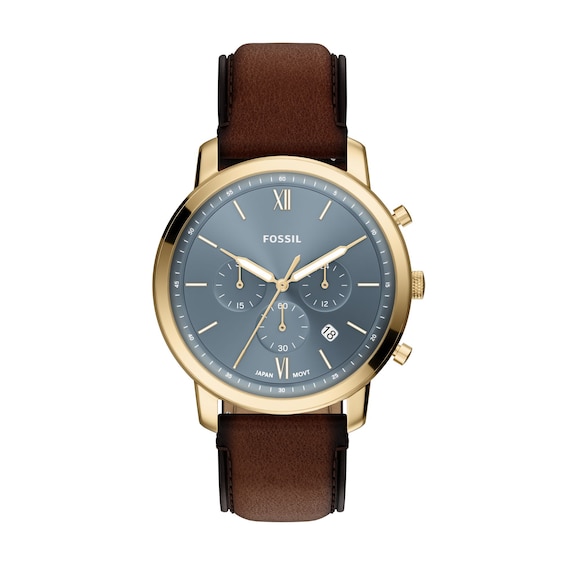 Men's Fossil Neutra Chronograph Gold-Tone Stainless Steel Watch with Blue Dial (Model: Fs6162)