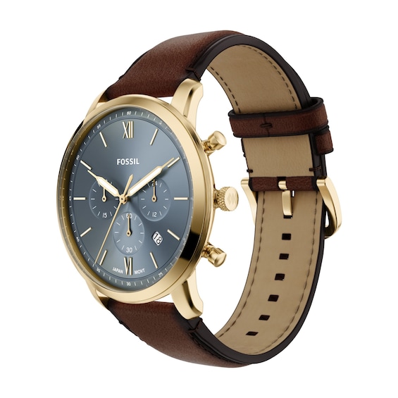 Men's Fossil Neutra Chronograph Gold-Tone Stainless Steel Watch with Blue Dial (Model: Fs6162)