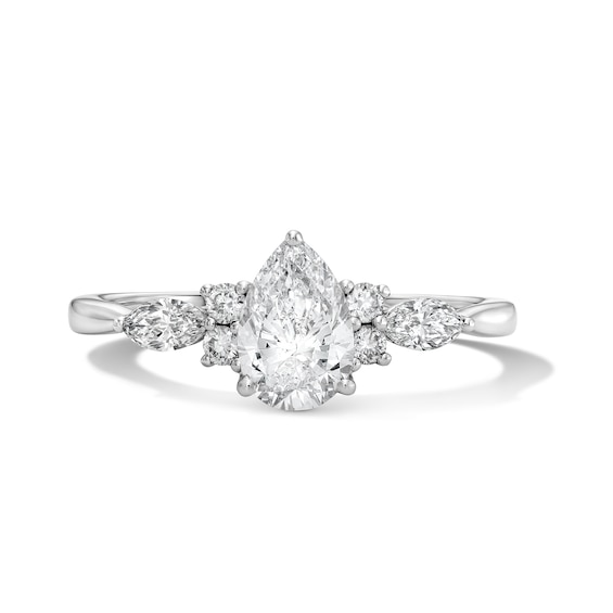 1 CT. T.w. Pear-Shaped Certified Lab-Grown Diamond Engagement Ring in 14K White Gold (F/Vs2)
