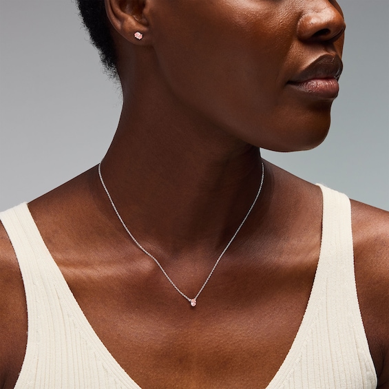 3/4 CT. T.w. Oval Pink Lab-Grown Diamond Solitaire Necklace and Stud Earrings Set in Sterling Silver (Si2)