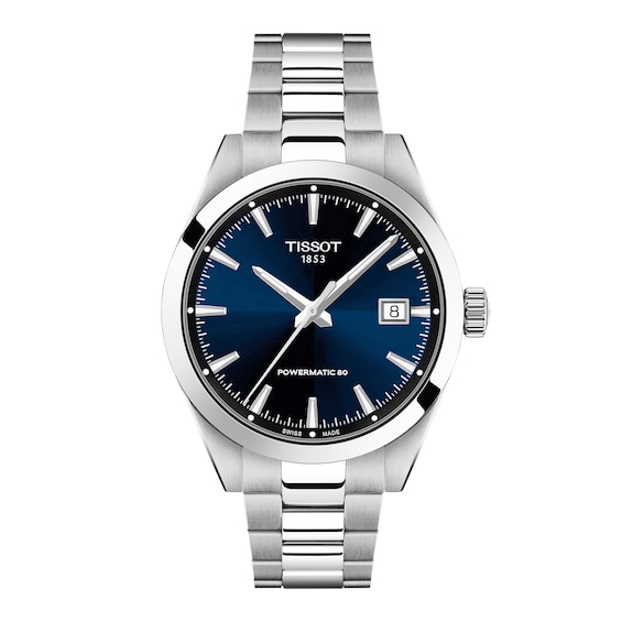 Men's Tissot Gentleman Stainless Steel Watch with Blue Dial (Model: T1658071104100)