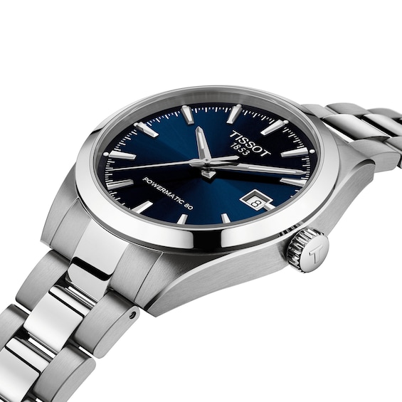 Men's Tissot Gentleman Stainless Steel Watch with Blue Dial (Model: T1658071104100)