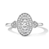 Thumbnail Image 1 of 1/2 CT. T.W. Oval Certified Lab-Grown Diamond Double Frame Engagement Ring in 14K White Gold (F/VS2)