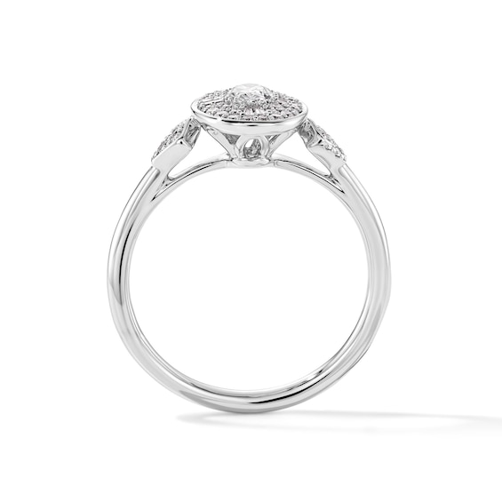 1/2 CT. T.w. Oval Certified Lab-Grown Diamond Double Frame Engagement Ring in 14K White Gold (F/Vs2)
