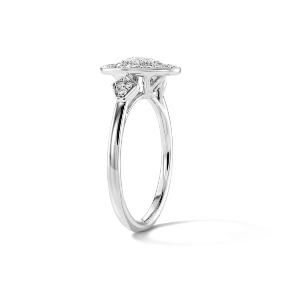 1/2 CT. T.w. Oval Certified Lab-Grown Diamond Double Frame Engagement Ring in 14K White Gold (F/Vs2)