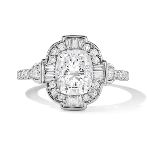 2 CT. T.w. Elongated Cushion-Cut Certified Lab-Grown Diamond Frame Engagement Ring in 14K White Gold (F/Vs2)