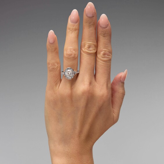 2 CT. T.w. Elongated Cushion-Cut Certified Lab-Grown Diamond Frame Engagement Ring in 14K White Gold (F/Vs2)