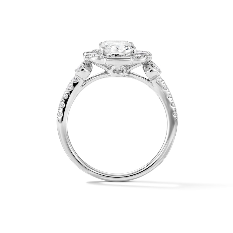 Main Image 2 of 2 CT. T.W. Elongated Cushion-Cut Certified Lab-Grown Diamond Frame Engagement Ring in 14K White Gold (F/VS2)