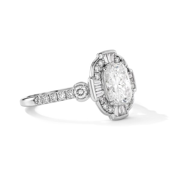2 CT. T.w. Elongated Cushion-Cut Certified Lab-Grown Diamond Frame Engagement Ring in 14K White Gold (F/Vs2)