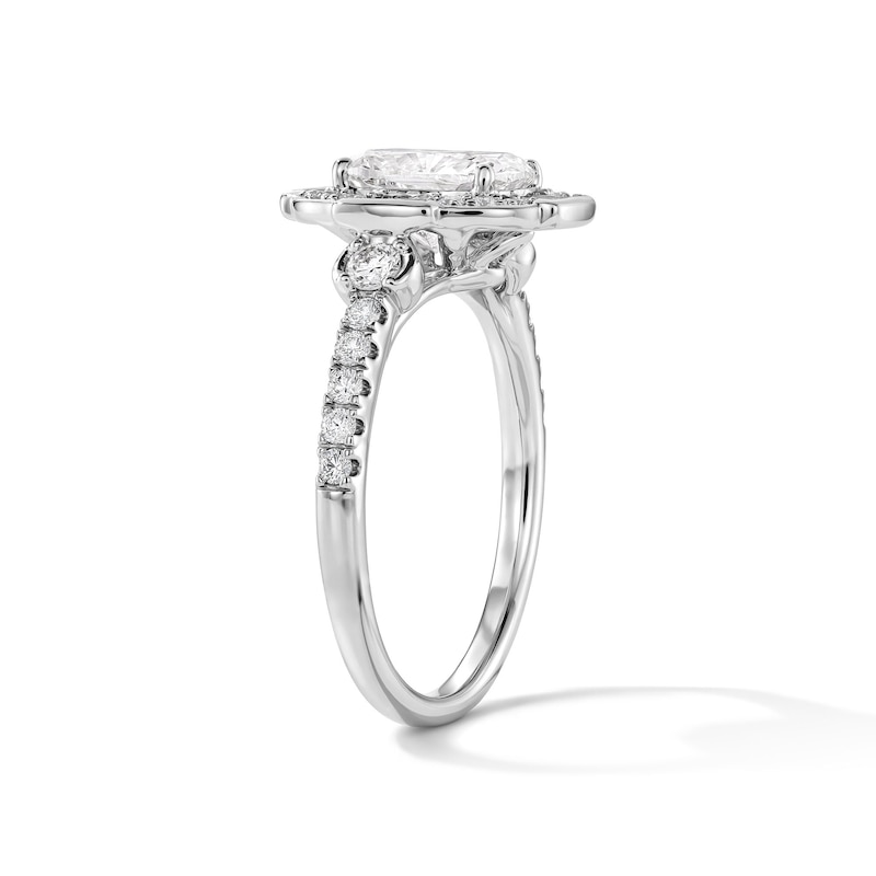 Main Image 4 of 2 CT. T.W. Elongated Cushion-Cut Certified Lab-Grown Diamond Frame Engagement Ring in 14K White Gold (F/VS2)