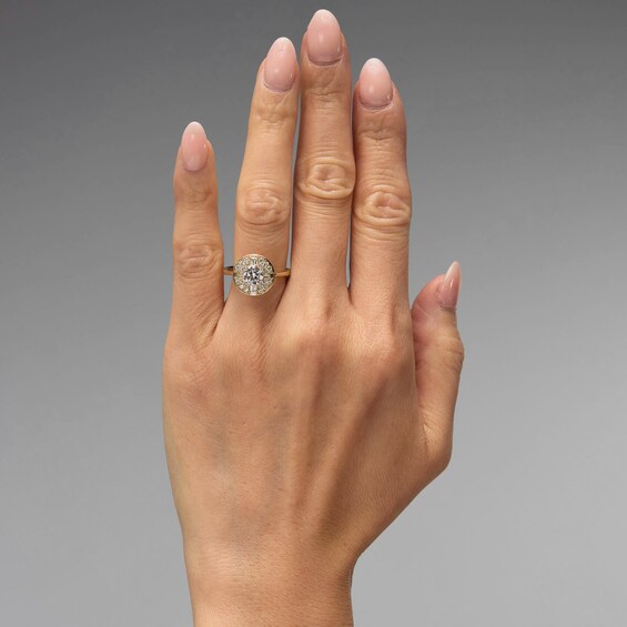 1 CT. T.w. Certified Lab-Grown Diamond Double Circle Frame Engagement Ring in 14K Gold (F/Vs2)