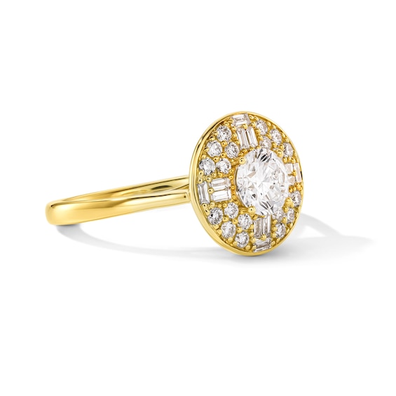 1 CT. T.w. Certified Lab-Grown Diamond Double Circle Frame Engagement Ring in 14K Gold (F/Vs2)