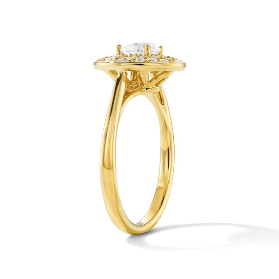 1 CT. T.w. Certified Lab-Grown Diamond Double Circle Frame Engagement Ring in 14K Gold (F/Vs2)