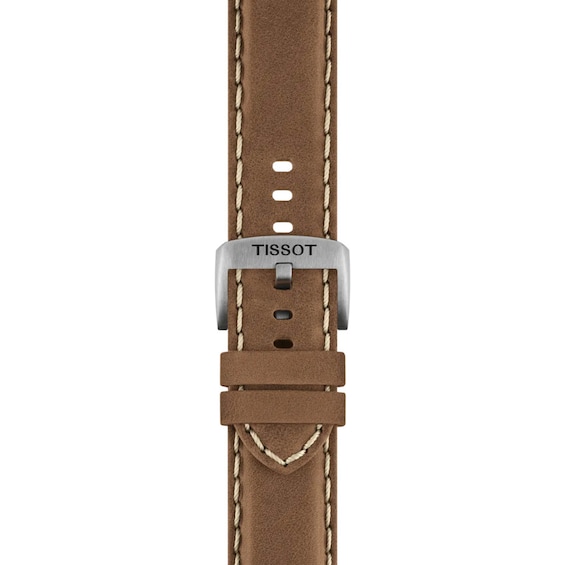 Men's Tissot Chrono L Stainless Steel Watch with Black Dial and Brown Leather Strap (Model: T1164171605201)
