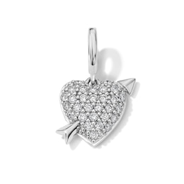 1/4 CT. T.W. Lab-Grown Diamond Heart and Arrow Necklace Charm in Sterling Silver (F/VS2)